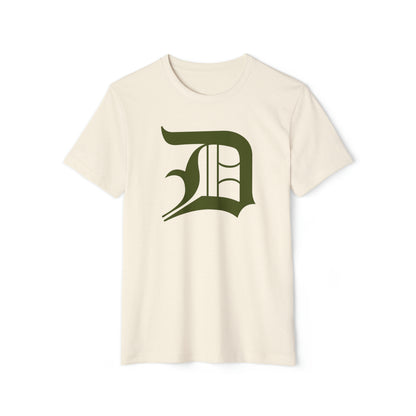 Detroit 'Old English D' T-Shirt (Army Green) | Unisex Recycled Organic