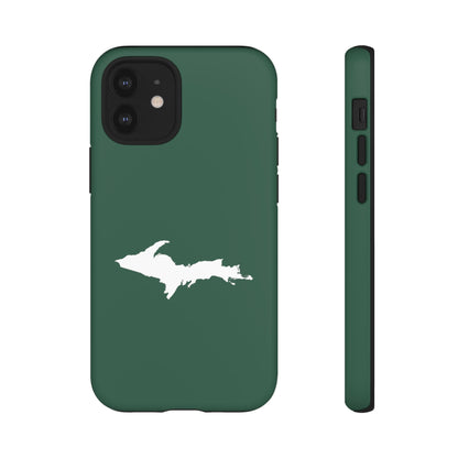 Michigan Upper Peninsula Tough Phone Case (Ginger Ale Green w/ UP Outline) | Apple iPhone