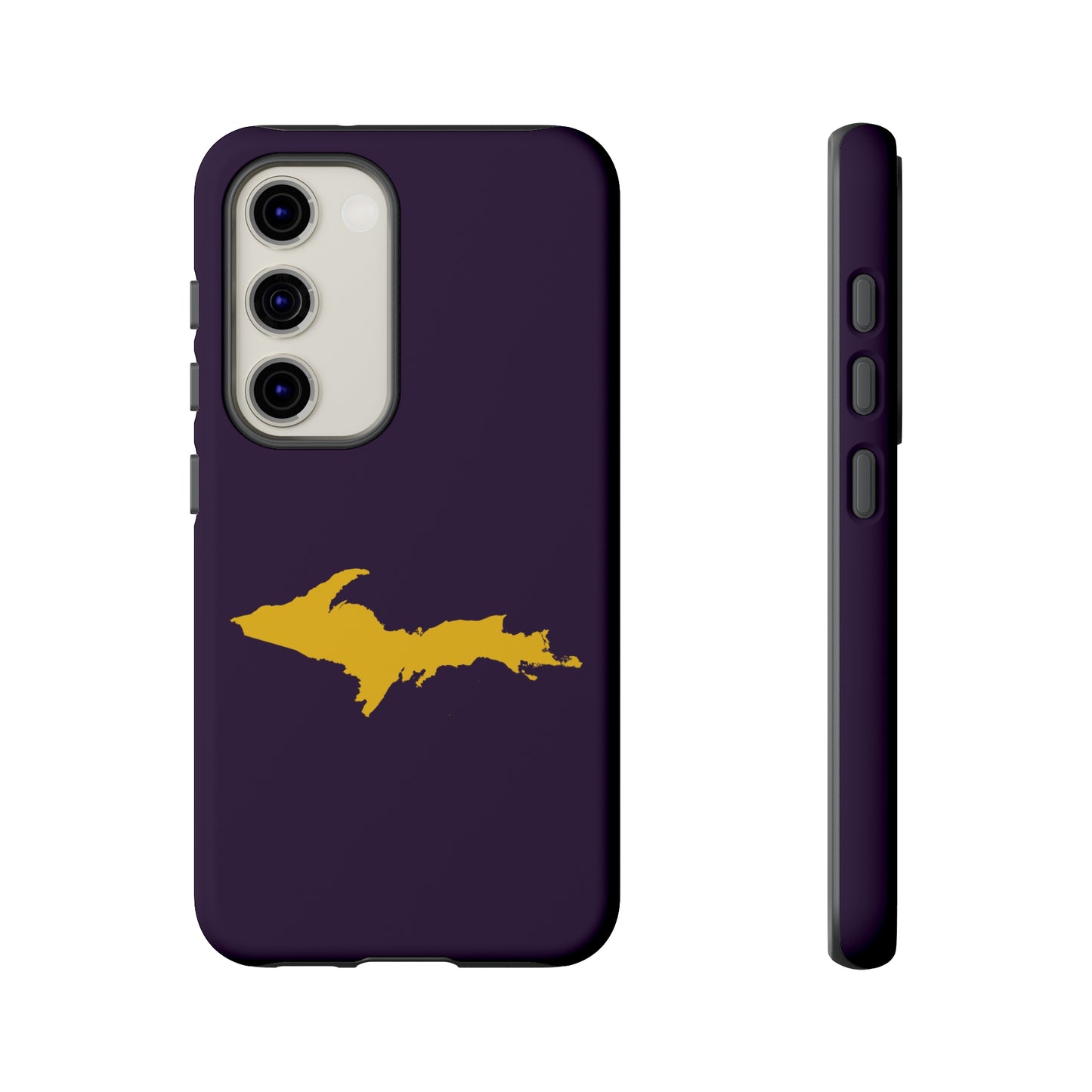 Michigan Upper Peninsula Tough Phone Case (Blackcurrant w/ Gold UP Outline) | Samsung & Pixel Android