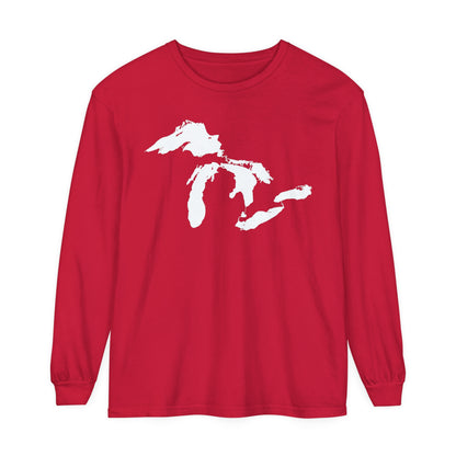 Great Lakes Garment-Dyed T-Shirt | Unisex Long Sleeve - White