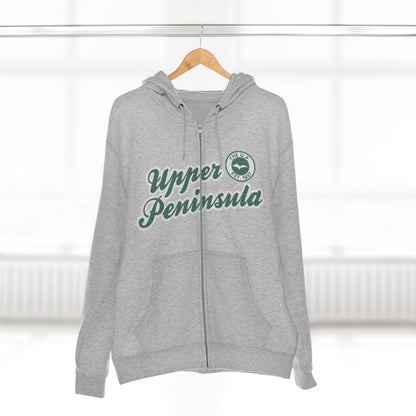 Upper Peninsula EST 1837' Hoodie (Copper Green Script Font) | Unisex Full Zip