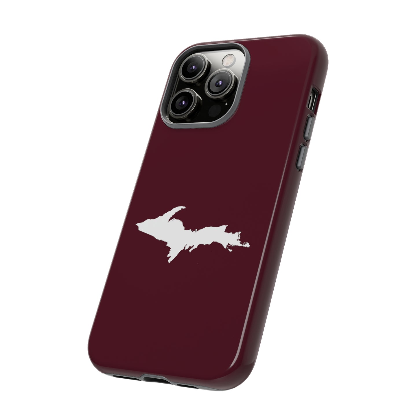 Michigan Upper Peninsula Tough Phone Case (Old Mission Burgundy w/ UP Outline) | Apple iPhone