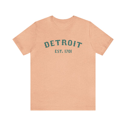 'Detroit EST. 1701' T-Shirt (Copper Green Ballpark Font) | Unisex Standard