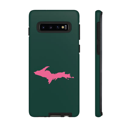 Michigan Upper Peninsula Tough Phone Case (Green w/ Pink UP Outline) | Samsung & Pixel Android