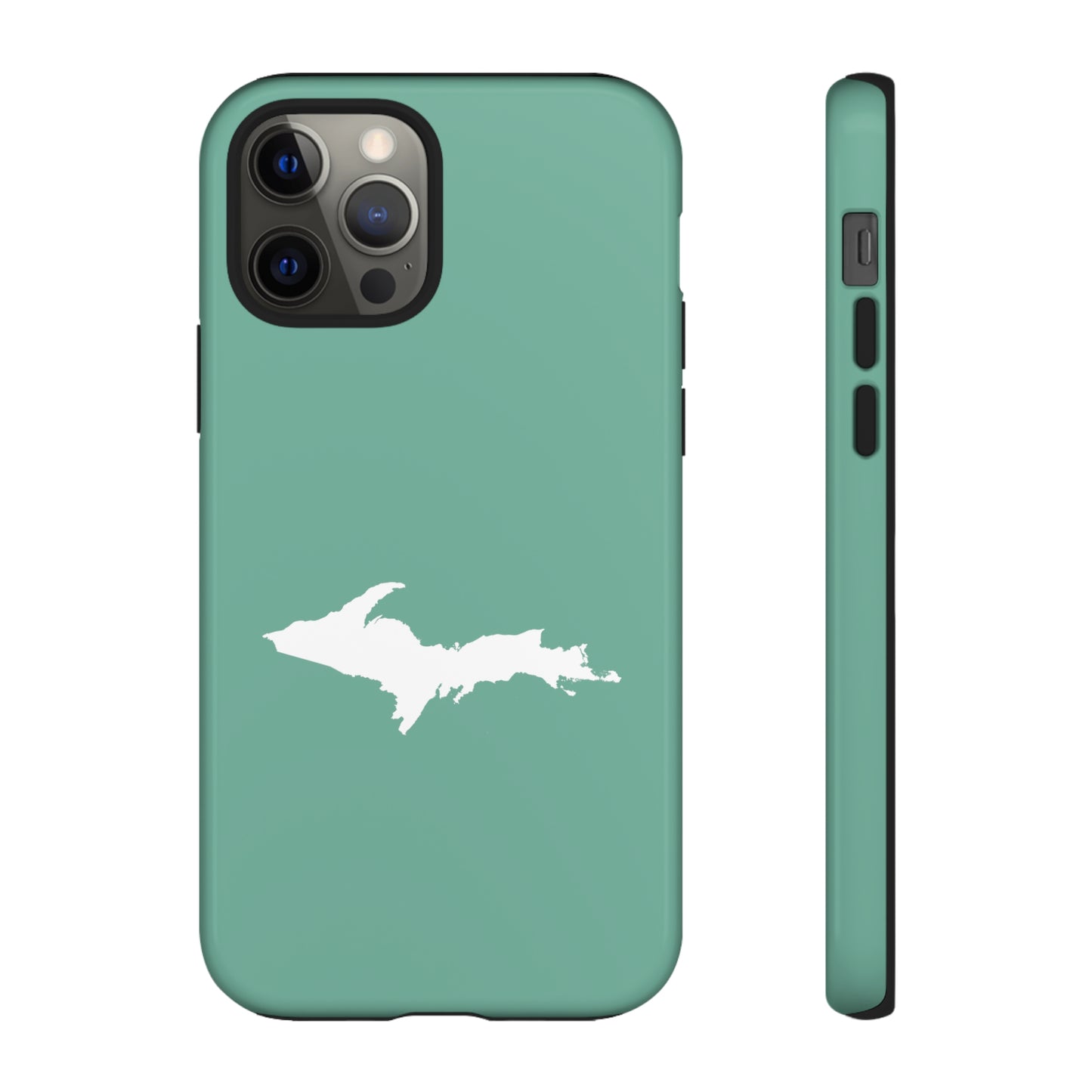 Michigan Upper Peninsula Tough Phone Case ('64 Metallic Mint Green w/ UP Outline) | Apple iPhone