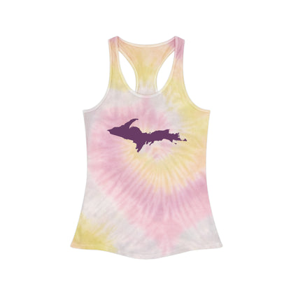 Michigan Upper Peninsula Tank Top (w/ Plum UP Outline) | Tie-Dye Racerback