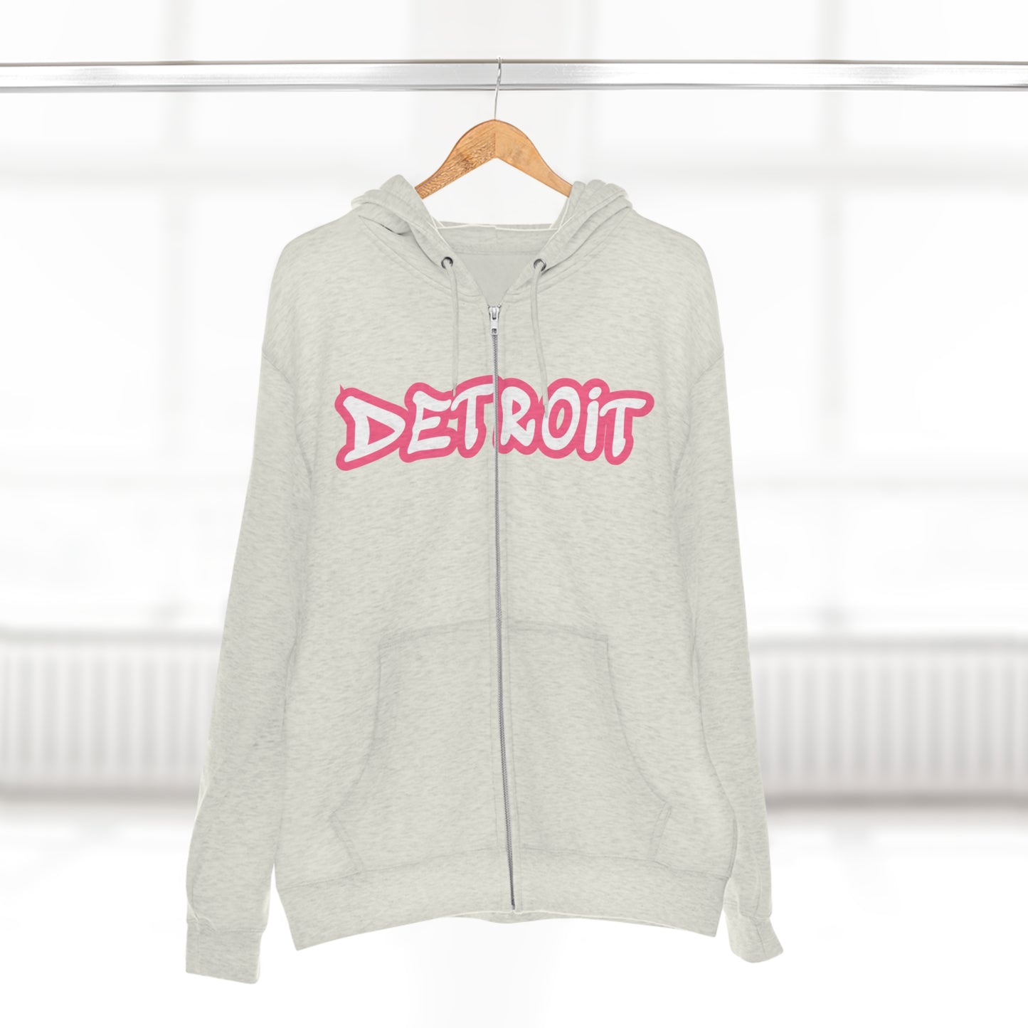 'Detroit' Hoodie (Rhodochrosite Pink Tag Font) | Unisex Full Zip