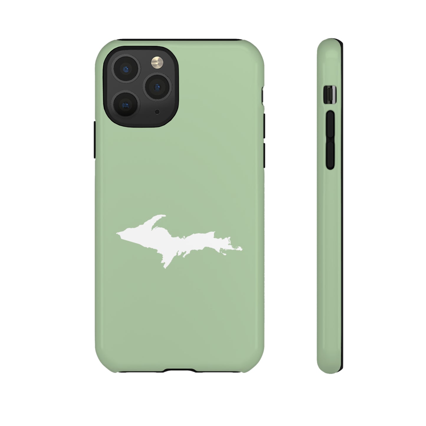 Michigan Upper Peninsula Tough Phone Case (Green Tea Color w/ UP Outline) | Apple iPhone