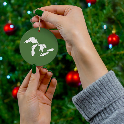 Great Lakes Christmas Ornament (Pine Green) | Ceramic - 4 Shapes