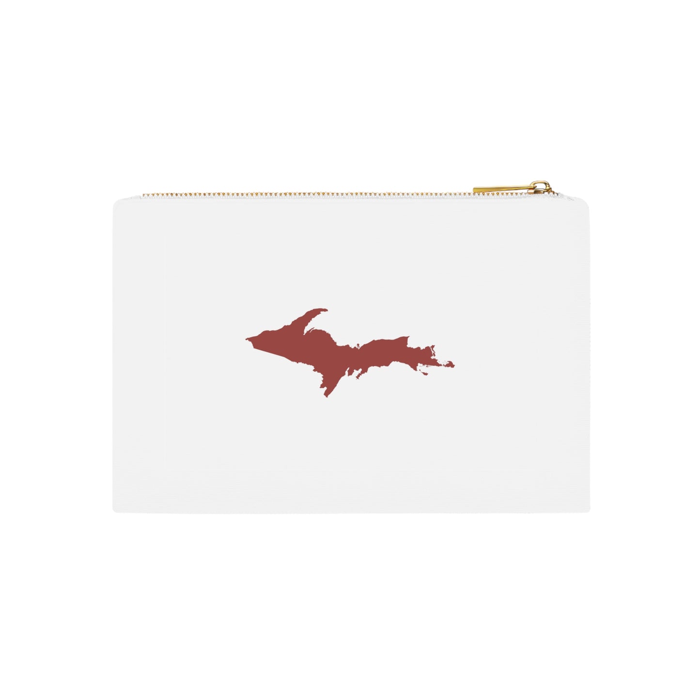 Michigan Upper Peninsula Cosmetic Bag (Ore Dock Red Outline) | Cotton Canvas