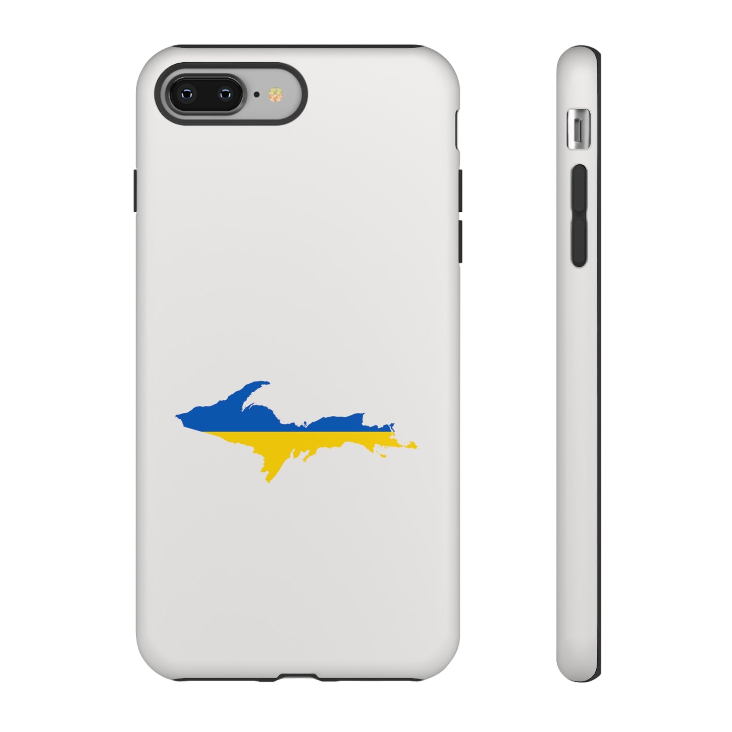 Michigan Upper Peninsula Tough Phone Case (Birch Bark White w/ UP Ukraine Flag Outline) | Apple iPhone