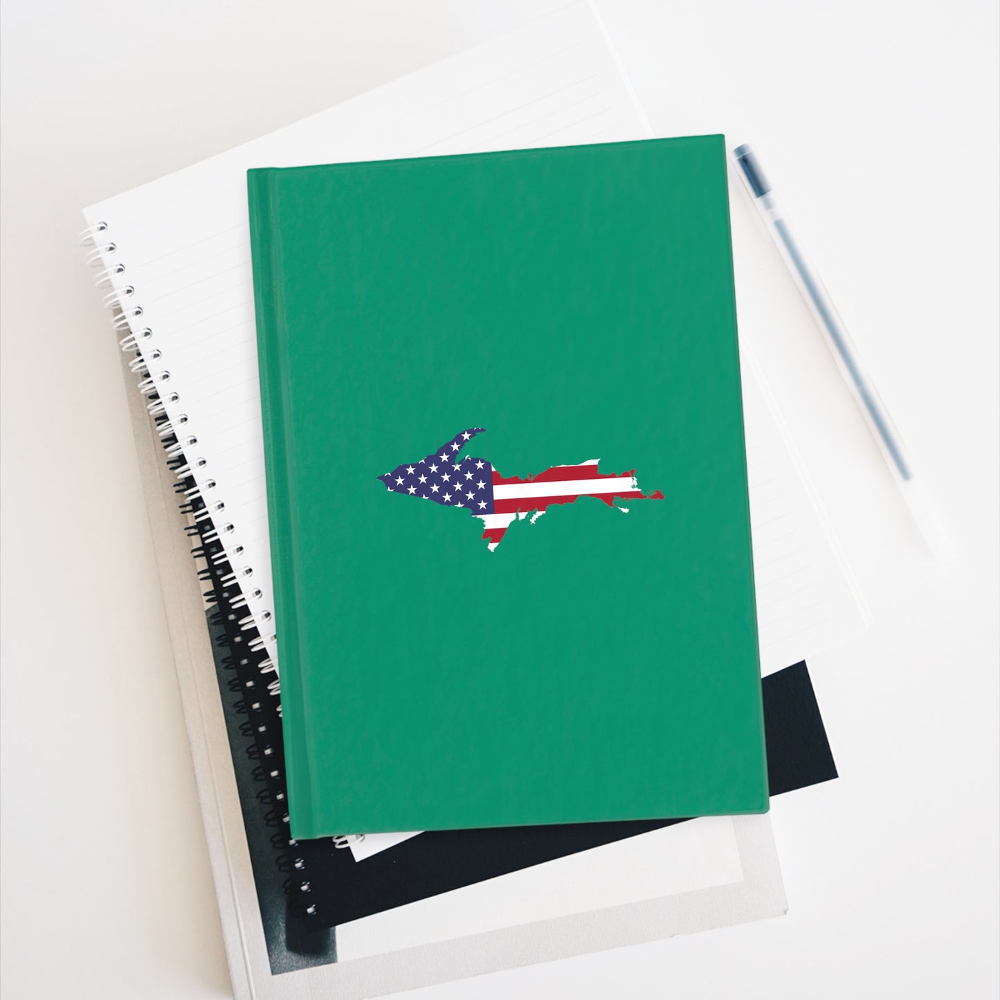 Michigan Upper Peninsula Blank Sketchbook (w/ UP USA Flag) | Emerald Green