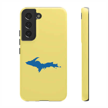 Michigan Upper Peninsula Tough Phone Case (Yellow Cherry w/ Azure UP Outline) | Samsung & Pixel Android