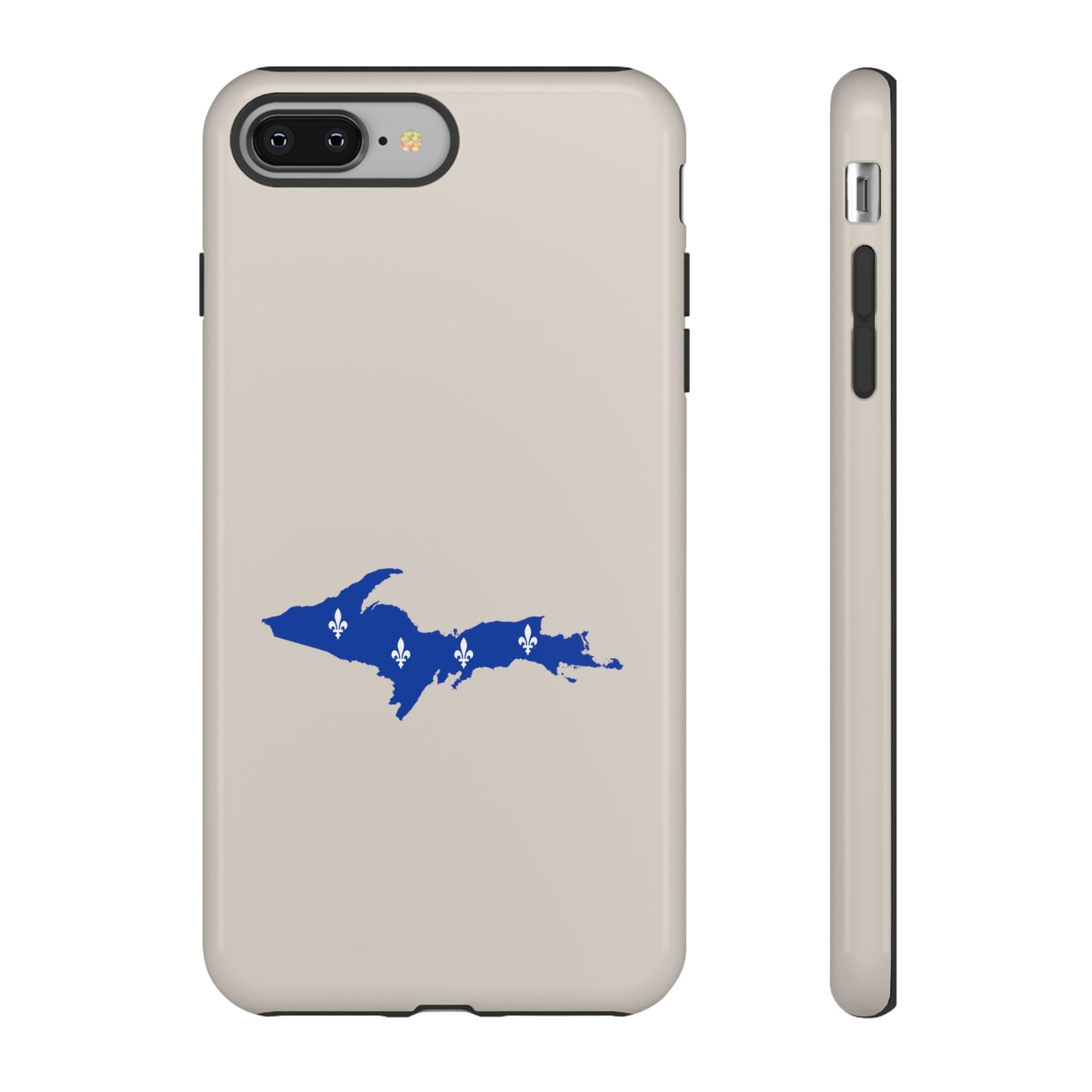 Michigan Upper Peninsula Tough Phone Case (Canvas Color w/ UP Quebec Flag Outline) | Apple iPhone