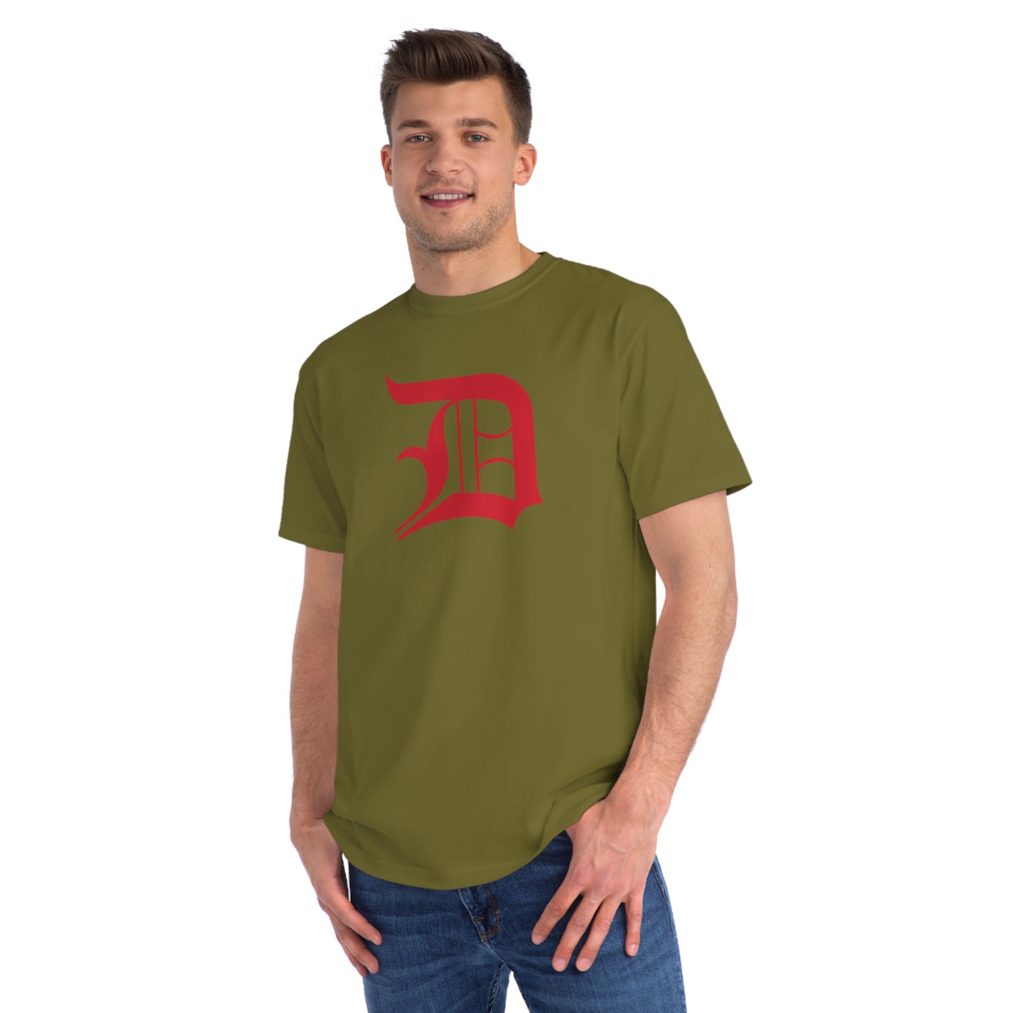 Detroit 'Old English D' T-Shirt (Aliform Red) | Unisex Organic