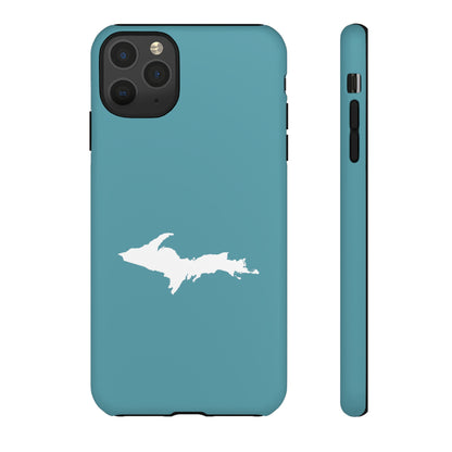 Michigan Upper Peninsula Tough Phone Case (Lake Huron Blue w/ UP Outline) | Apple iPhone