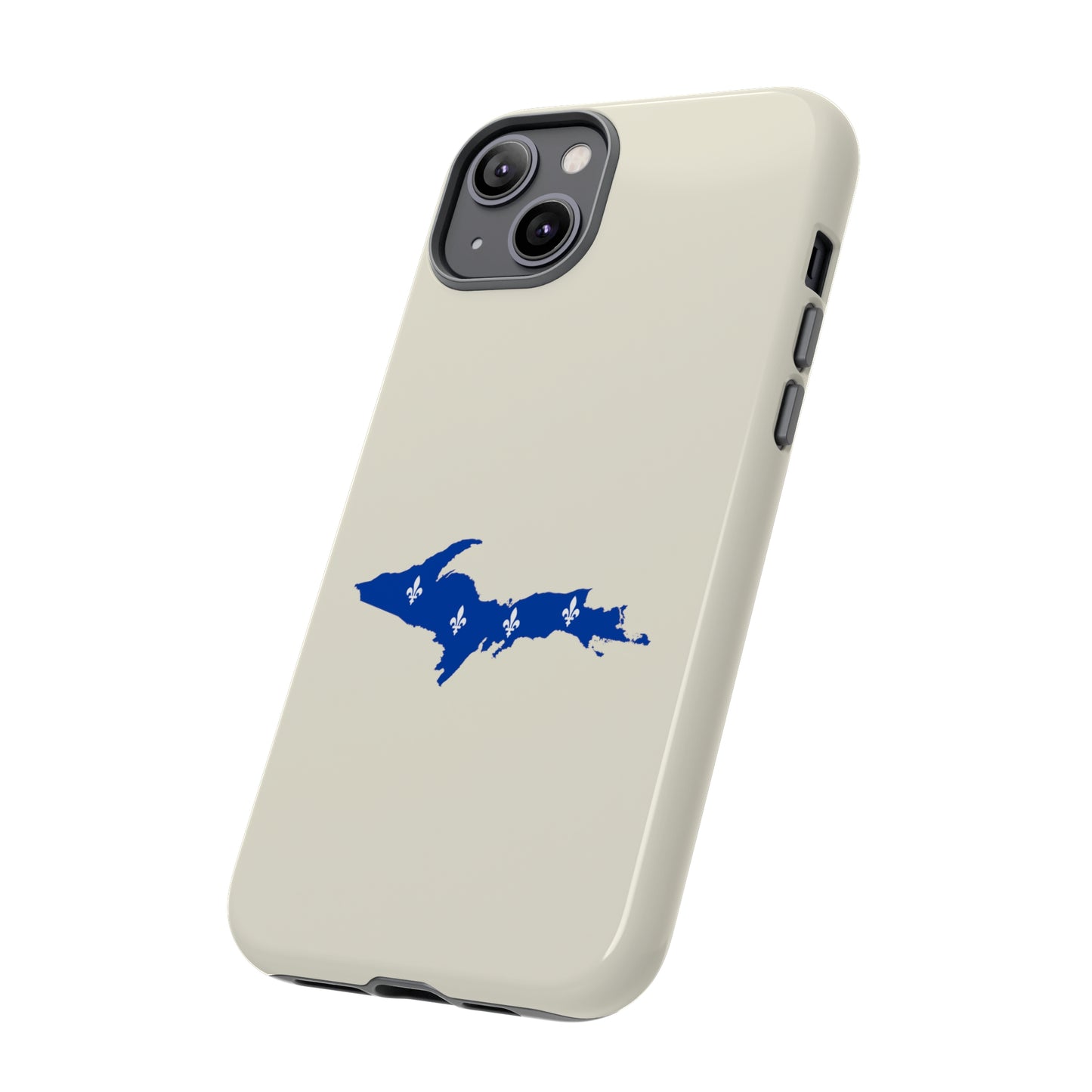 Michigan Upper Peninsula Tough Phone Case (Ivory White w/ UP Quebec Flag Outline) | Apple iPhone