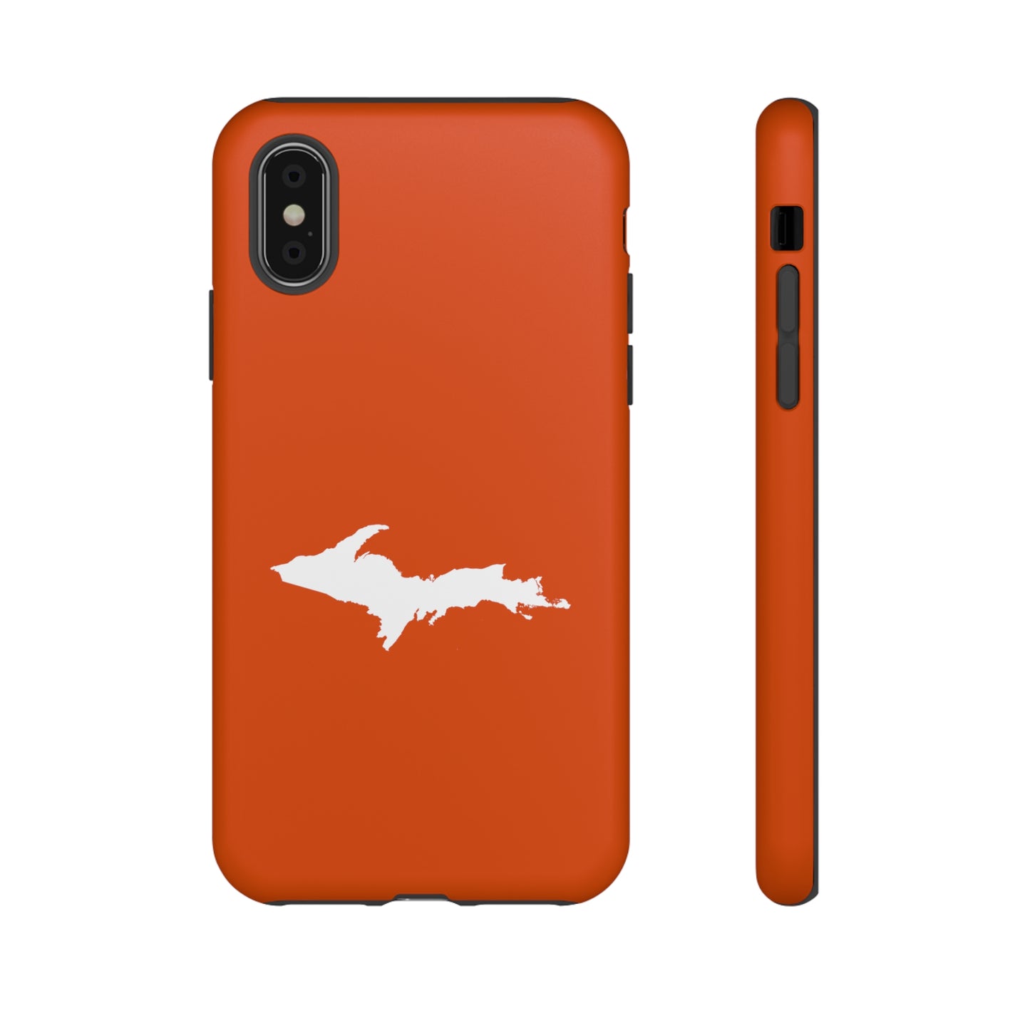 Michigan Upper Peninsula Tough Phone Case (Maple Leaf Orange w/ UP Outline) | Apple iPhone