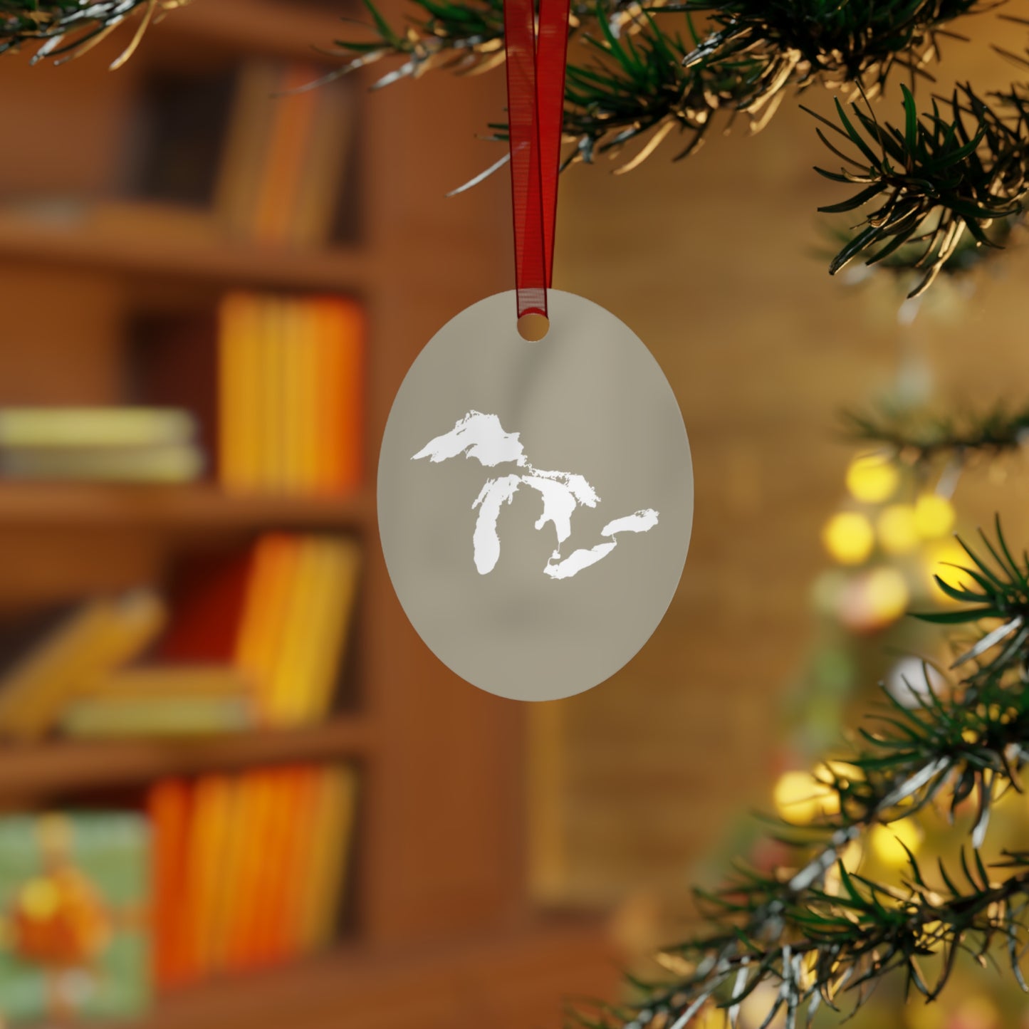 Great Lakes Christmas Ornament | Metal - Petoskey Beige