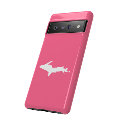 Michigan Upper Peninsula Tough Phone Case (Rhodochrosite Pink w/ UP Outline) | Samsung & Pixel Android