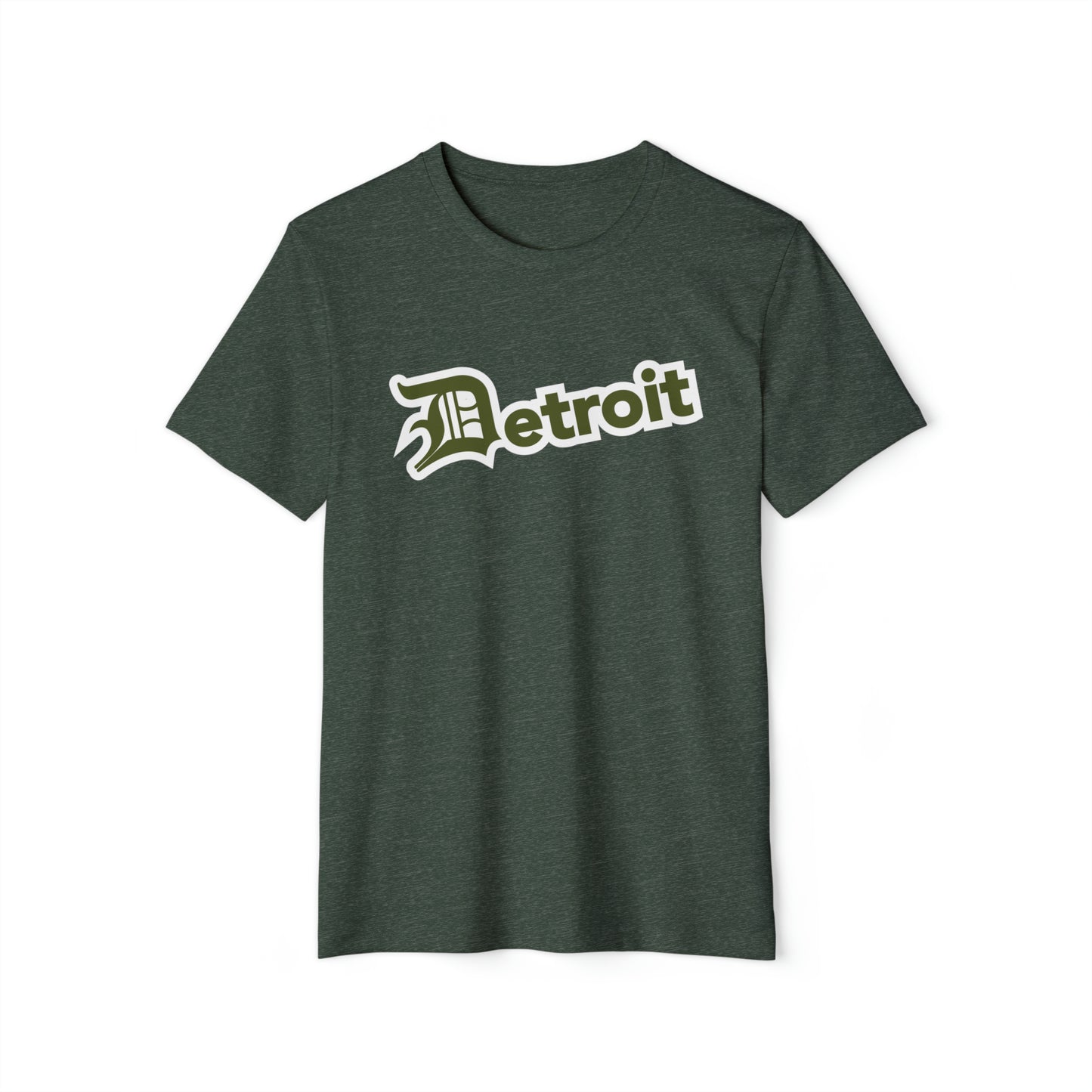 Detroit' T-Shirt (Army Green Old English 'D') | Unisex Recycled Organic