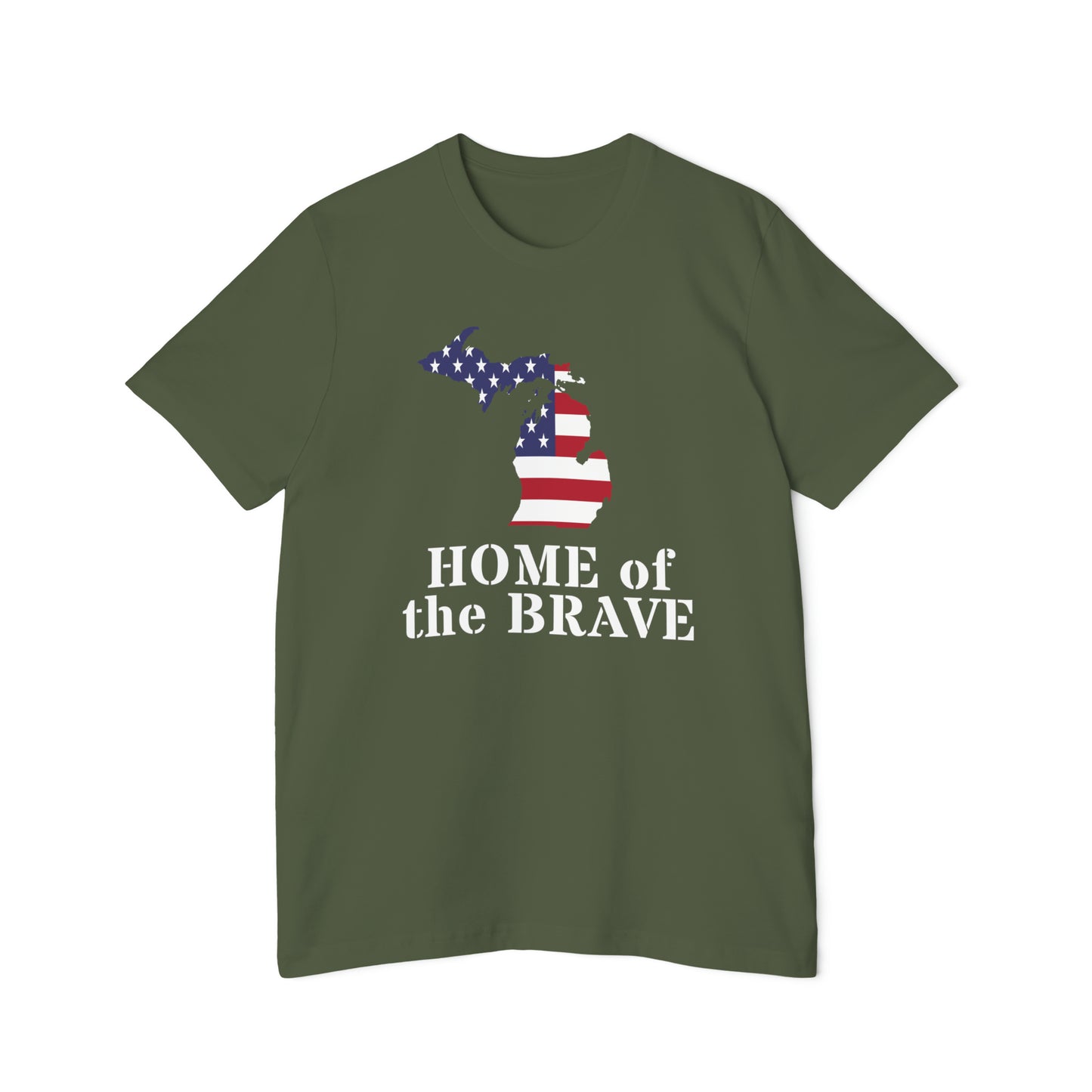 'Home of the Brave' T-Shirt (w/ MI USA Flag) | Made in USA