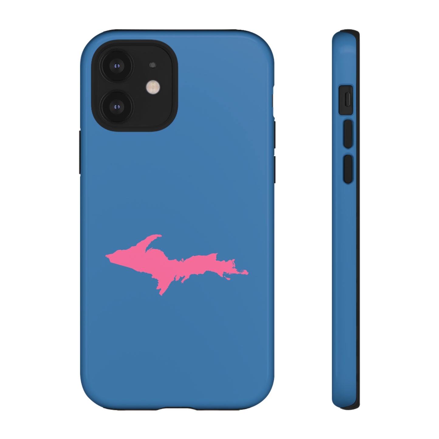 Michigan Upper Peninsula Tough Phone Case (Lake Superior Blue w/ Pink UP Outline) | Apple iPhone