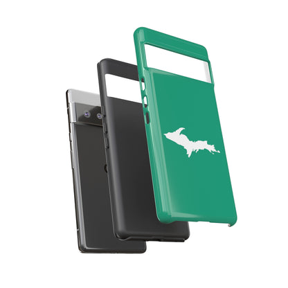 Michigan Upper Peninsula Tough Phone Case (Emerald Green w/ UP Outline) | Samsung & Pixel Android