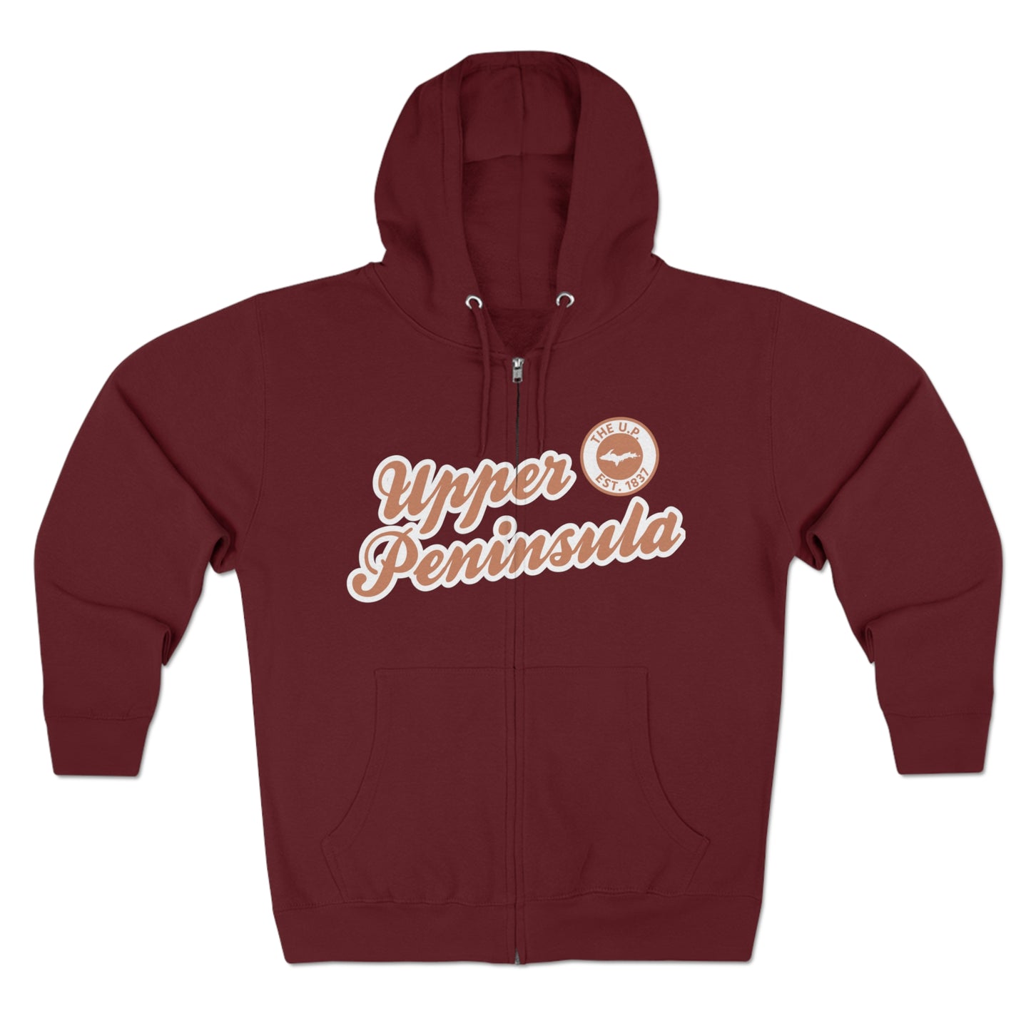 Upper Peninsula EST 1837' Hoodie (Copper Script Font) | Unisex Full Zip