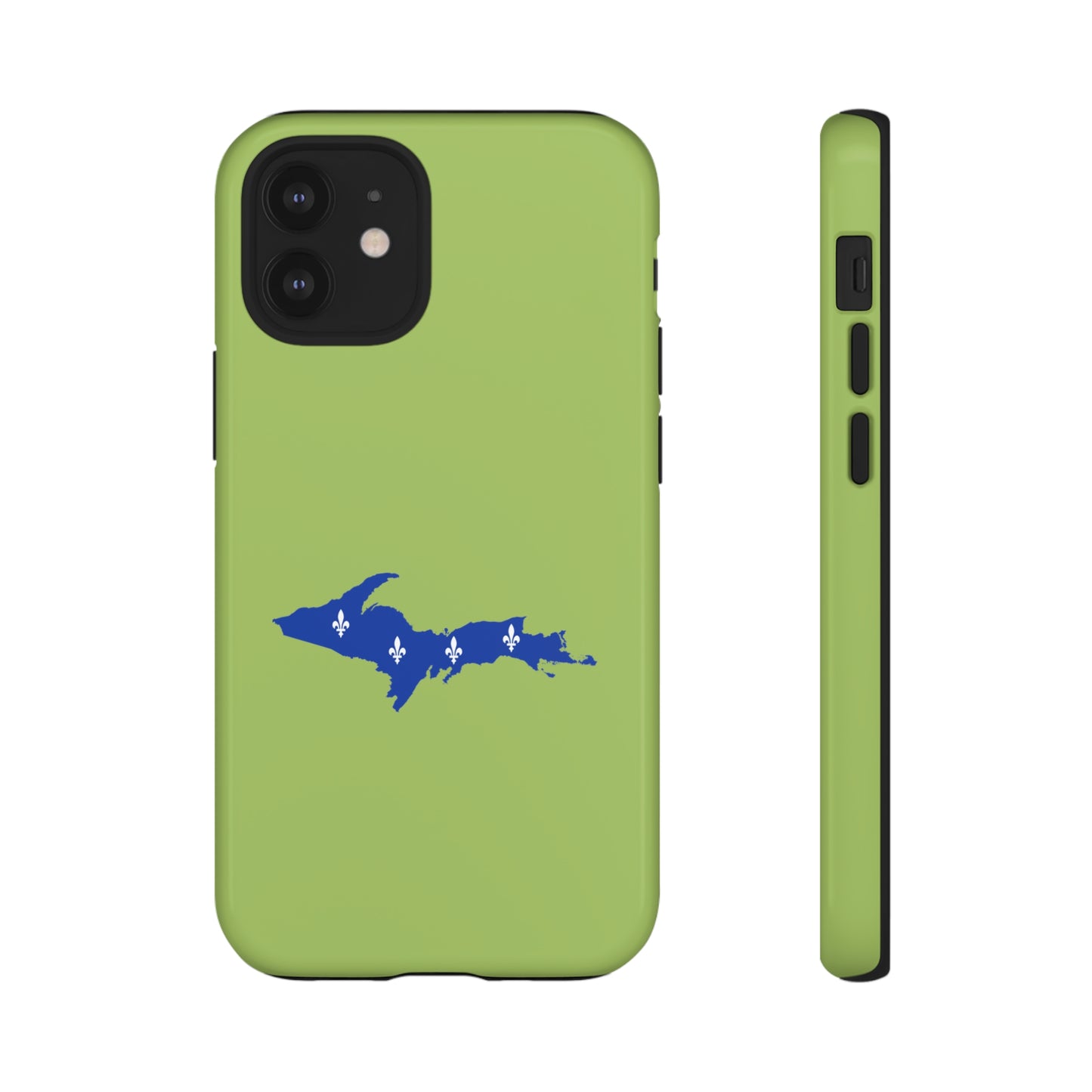 Michigan Upper Peninsula Tough Phone Case (Gooseberry Green w/ UP Quebec Flag Outline) | Apple iPhone