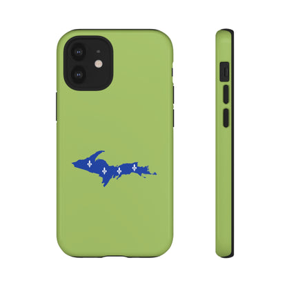 Michigan Upper Peninsula Tough Phone Case (Gooseberry Green w/ UP Quebec Flag Outline) | Apple iPhone