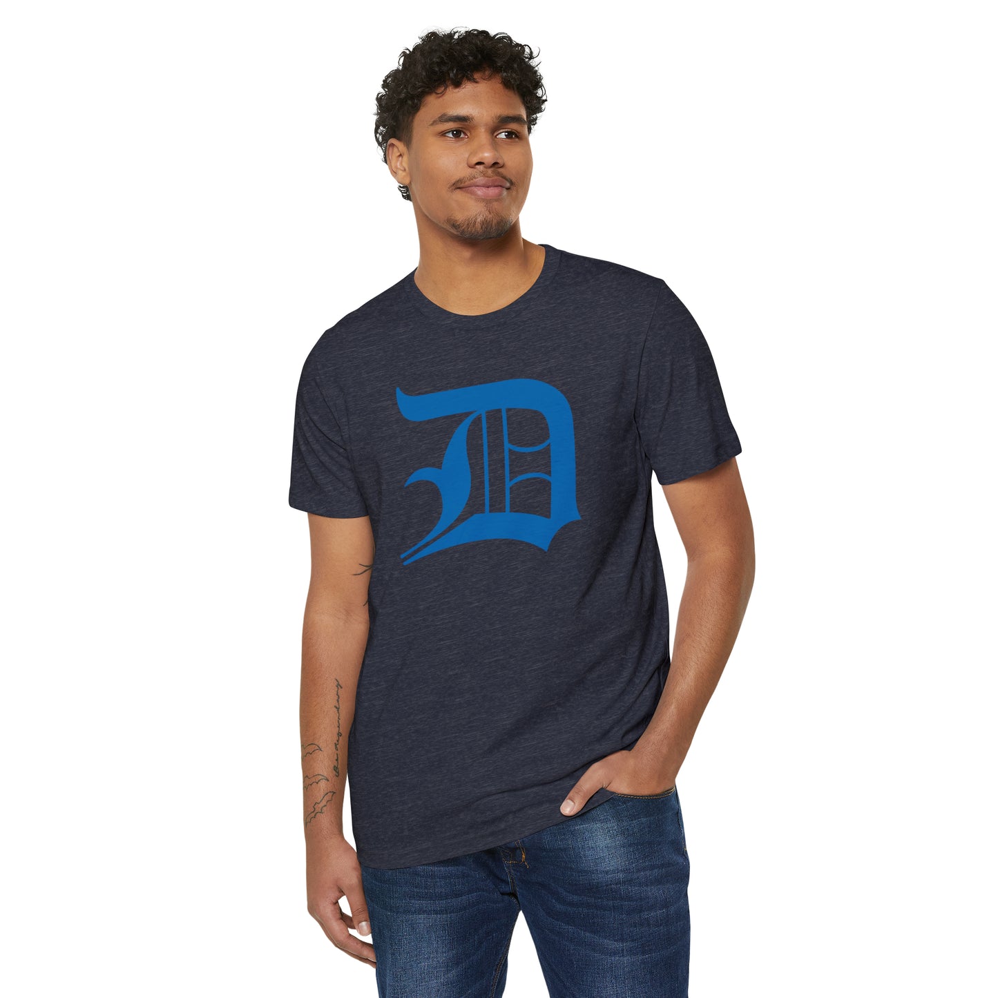 Detroit 'Old English D' T-Shirt (Azure) | Unisex Recycled Organic