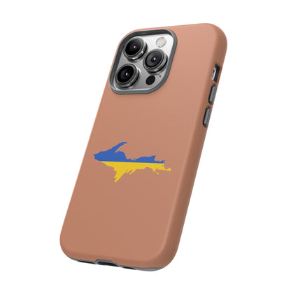 Michigan Upper Peninsula Tough Phone Case (Copper Color w/ UP Ukraine Flag Outline) | Apple iPhone