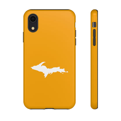 Michigan Upper Peninsula Tough Phone Case (Autumn Birch Leaf Color w/ UP Outline) | Apple iPhone