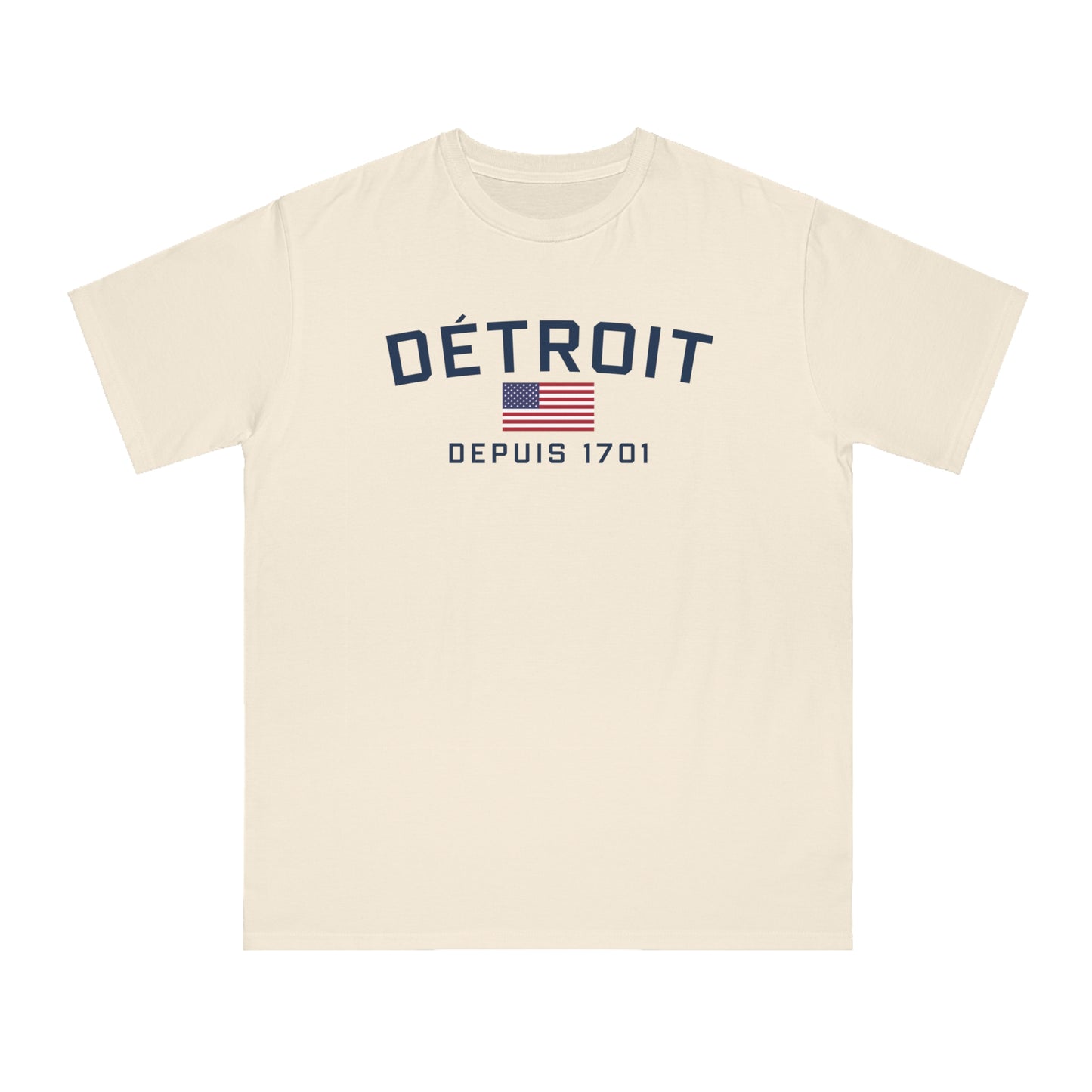 'Détroit Depuis 1701' T-Shirt (w/ USA Flag) | Unisex Organic