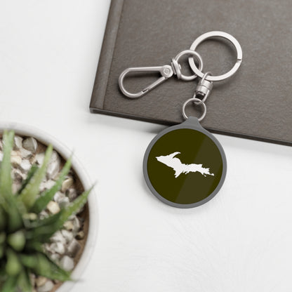 Michigan Upper Peninsula Keyring (w/ UP Outline) | Military Green