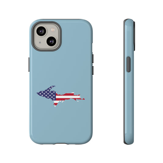 Michigan Upper Peninsula Tough Phone Case (Opal Blue w/ UP USA Flag Outline) | Apple iPhone