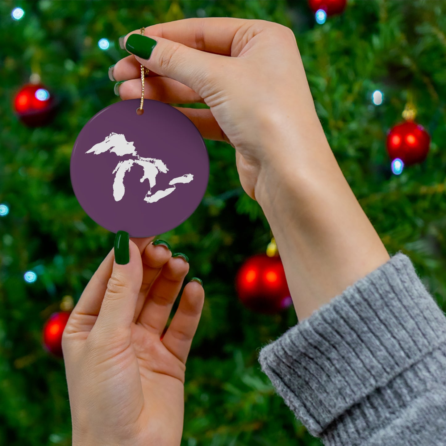 Great Lakes Christmas Ornament (Plum) | Ceramic - 4 Shapes