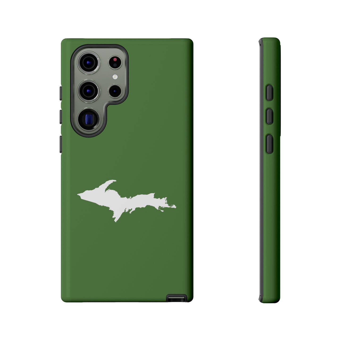 Michigan Upper Peninsula Tough Phone Case (Pine Green w/ UP Outline) | Samsung & Pixel Android