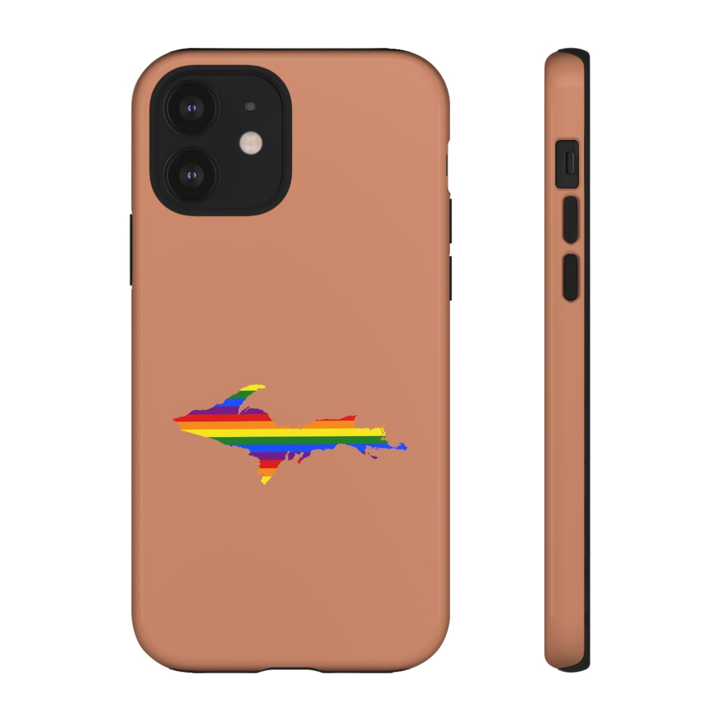 Michigan Upper Peninsula Tough Phone Case (Copper Color w/ UP Pride Flag Outline) | Apple iPhone