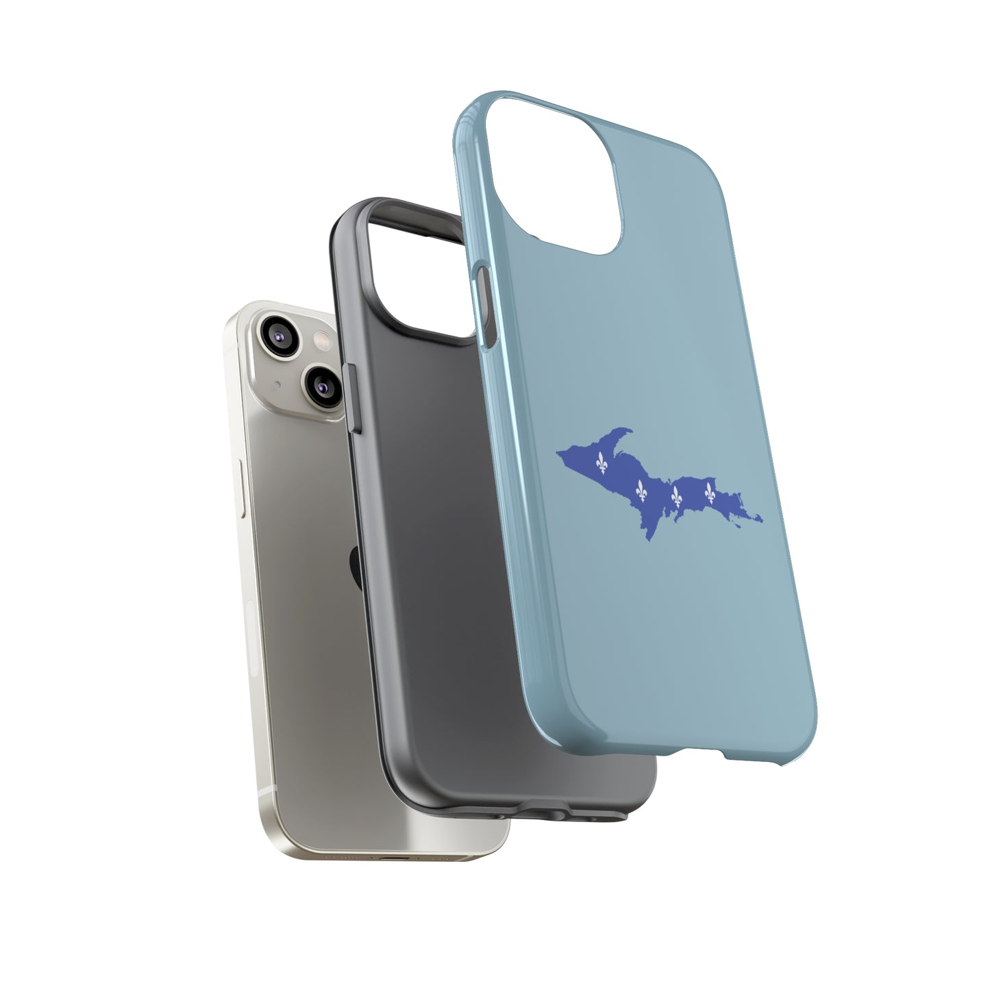 Michigan Upper Peninsula Tough Phone Case (Opal Blue w/ UP Quebec Flag Outline) | Apple iPhone