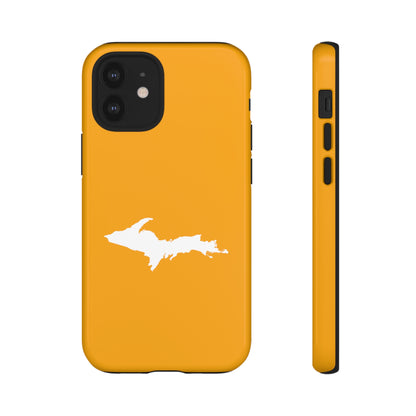 Michigan Upper Peninsula Tough Phone Case (Autumn Birch Leaf Color w/ UP Outline) | Apple iPhone