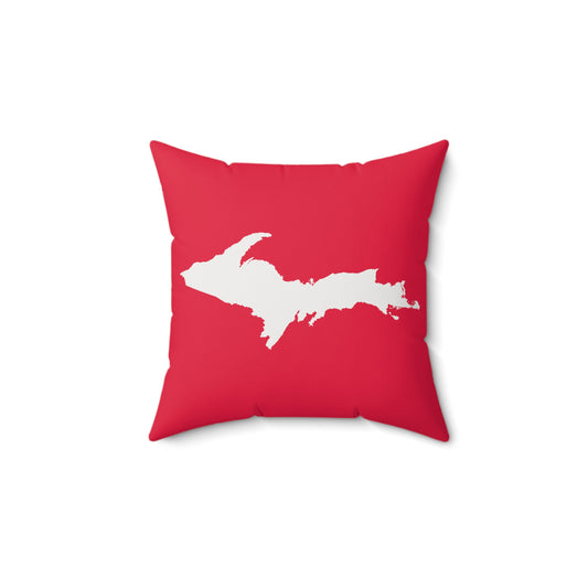 Michigan Upper Peninsula Accent Pillow (w/ UP Outline) | Lighthouse Red