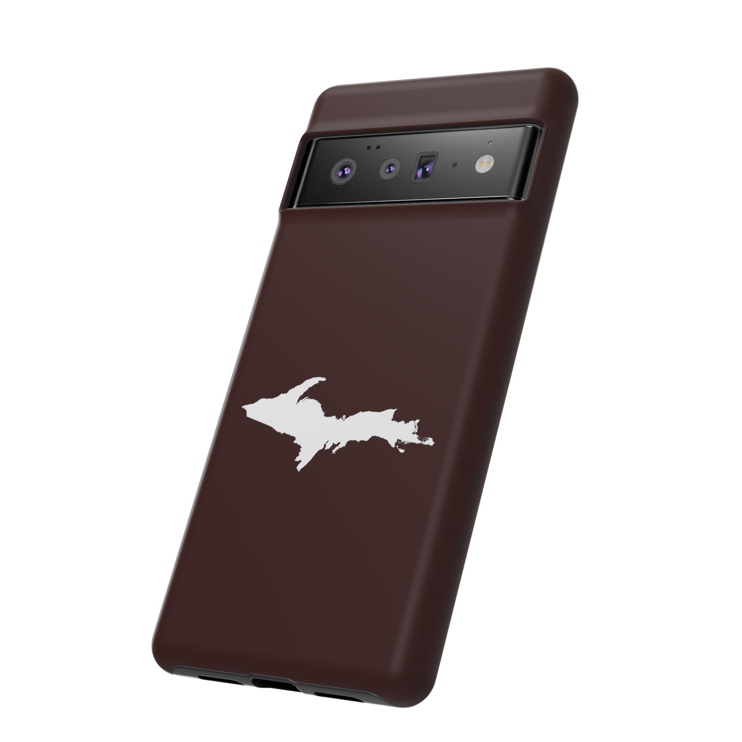 Michigan Upper Peninsula Tough Phone Case (Cherrywood Color w/ UP Outline) | Samsung & Pixel Android