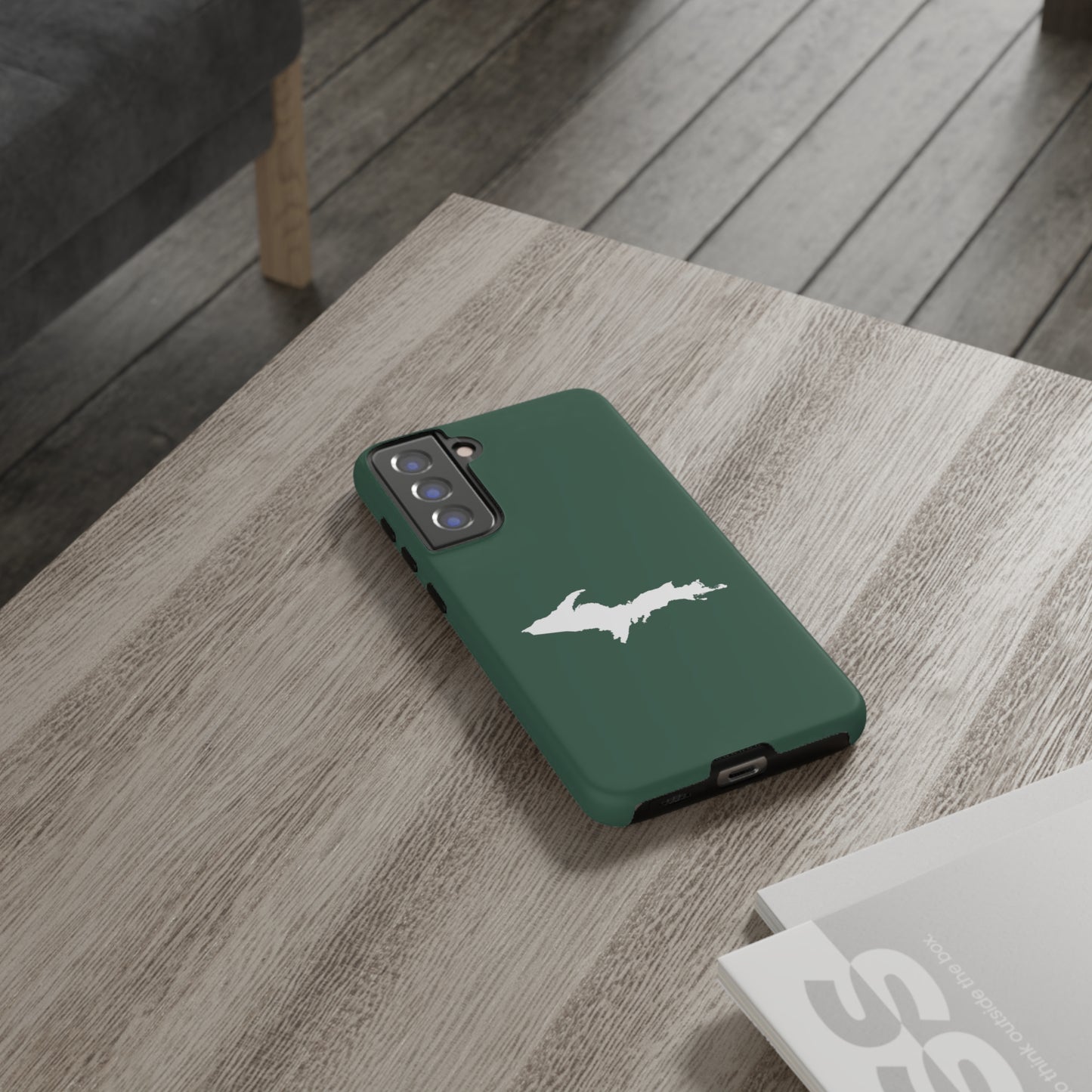 Michigan Upper Peninsula Tough Phone Case (Ginger Ale Green w/ UP Outline) | Samsung & Pixel Android