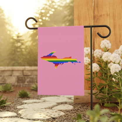 Michigan Upper Peninsula Home & Garden Flag (w/ UP Rainbow Pride Flag) | '67 Caddie Pink