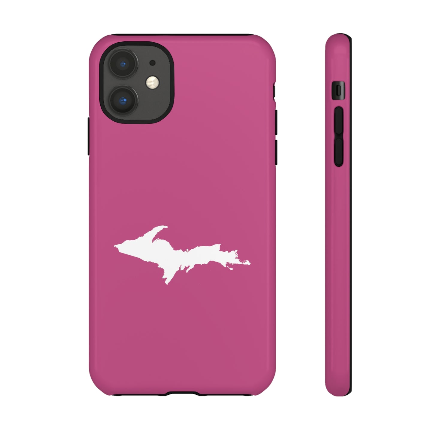 Michigan Upper Peninsula Tough Phone Case (Apple Blossom Pink w/ UP Outline) | Apple iPhone