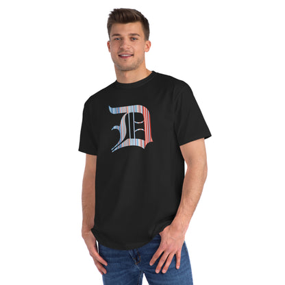 Detroit 'Old English D' T-Shirt (Climate Stripes Edition) | Unisex Organic