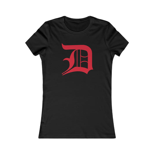 Detroit 'Old English D' T-Shirt (Aliform Red) | Women's Slim Fit