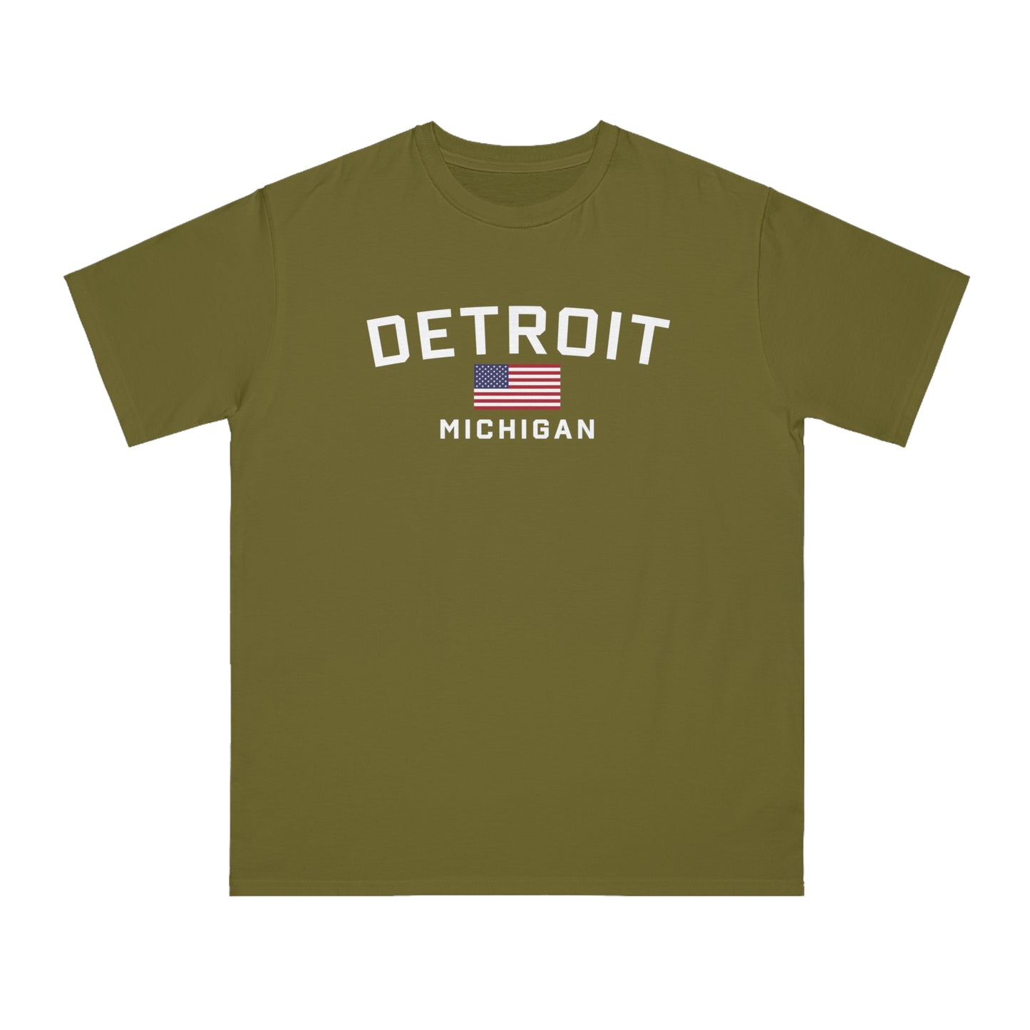 'Detroit Michigan' T-Shirt (w/ USA Flag) | Organic Unisex